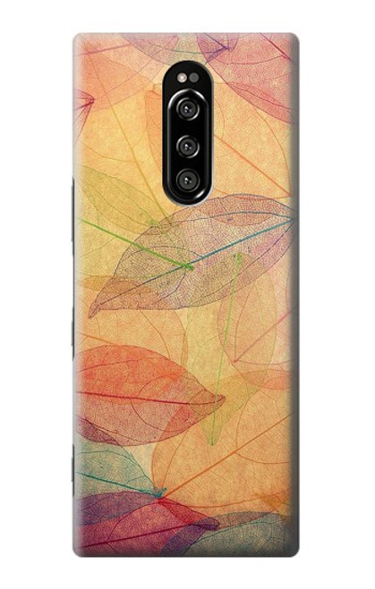 W3686 Fall Season Leaf Autumn Hard Case and Leather Flip Case For Sony Xperia 1