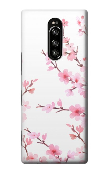 W3707 Pink Cherry Blossom Spring Flower Hard Case and Leather Flip Case For Sony Xperia 1