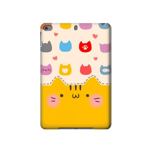 W2442 Cute Cat Cartoon Funny Tablet Hard Case For iPad mini 4, iPad mini 5, iPad mini 5 (2019)