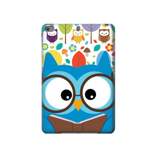 W2521 Cute Nerd Owl Cartoon Tablet Hard Case For iPad mini 4, iPad mini 5, iPad mini 5 (2019)