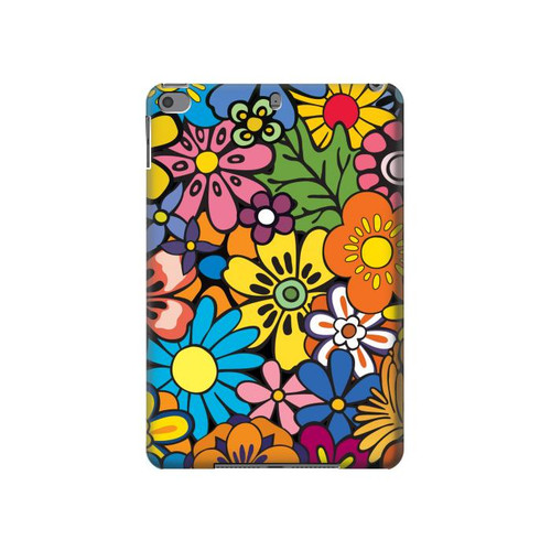 W3281 Colorful Hippie Flowers Pattern Tablet Hard Case For iPad mini 4, iPad mini 5, iPad mini 5 (2019)