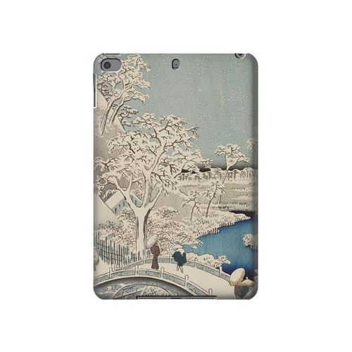 W3350 Utagawa Hiroshige Drum Bridge Yuhi Hill in Meguro Tablet Hard Case For iPad mini 4, iPad mini 5, iPad mini 5 (2019)