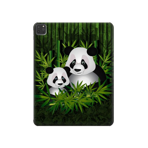 W2441 Panda Family Bamboo Forest Tablet Hard Case For iPad Pro 11 (2021,2020,2018, 3rd, 2nd, 1st)