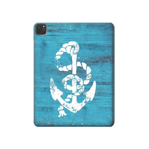 W3053 Marine Anchor Blue Tablet Hard Case For iPad Pro 11 (2021,2020,2018, 3rd, 2nd, 1st)