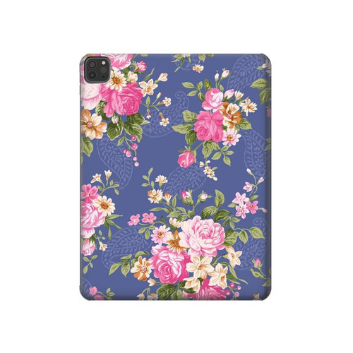 W3265 Vintage Flower Pattern Tablet Hard Case For iPad Pro 11 (2021,2020,2018, 3rd, 2nd, 1st)