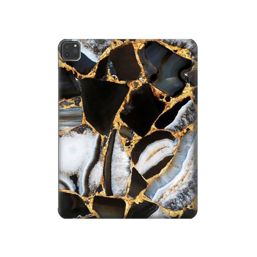 W3419 Gold Marble Graphic Print Tablet Hard Case For iPad Pro 11 (2021,2020,2018, 3rd, 2nd, 1st)
