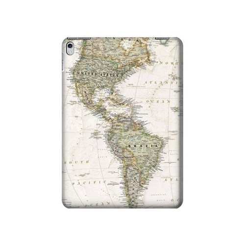 W0604 World Map Tablet Hard Case For iPad Air 2, iPad 9.7 (2017,2018), iPad 6, iPad 5