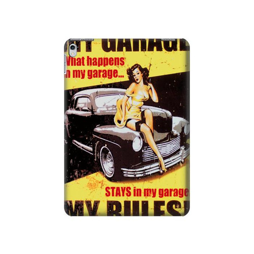 W3198 My Garage Pinup Girl Tablet Hard Case For iPad Air 2, iPad 9.7 (2017,2018), iPad 6, iPad 5