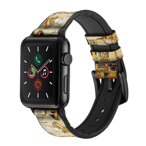 CA0034 Egypt Wall Art Silicone & Leather Smart Watch Band Strap For Apple Watch iWatch