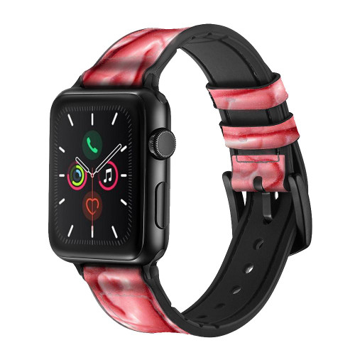 CA0042 Brain Silicone & Leather Smart Watch Band Strap For Apple Watch iWatch