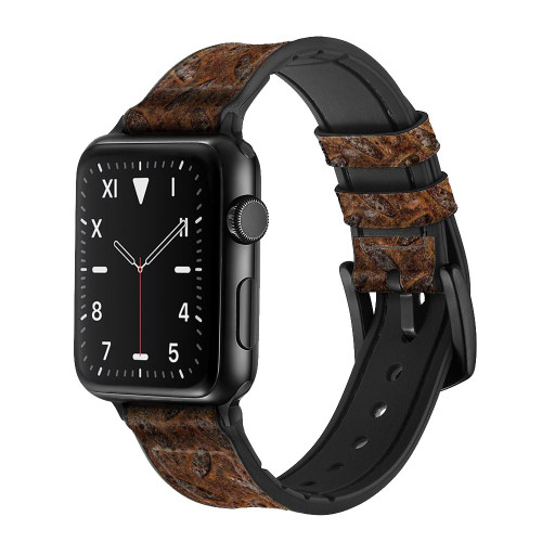 CA0065 Rust Texture Silicone & Leather Smart Watch Band Strap For Apple Watch iWatch