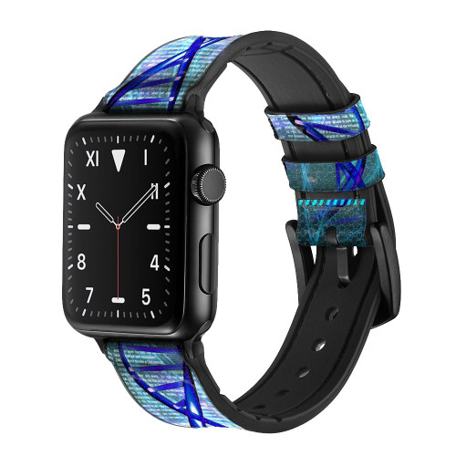CA0085 DNA Silicone & Leather Smart Watch Band Strap For Apple Watch iWatch