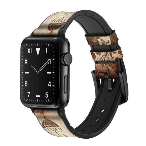 CA0230 Thai Art Buddha on Elephant Silicone & Leather Smart Watch Band Strap For Apple Watch iWatch