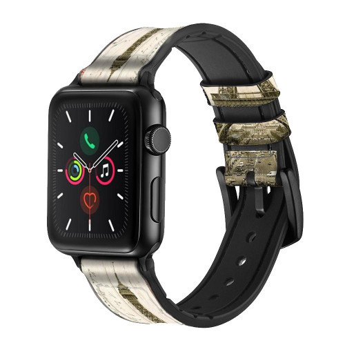 CA0232 Eiffel Tower Paris Postcard Silicone & Leather Smart Watch Band Strap For Apple Watch iWatch