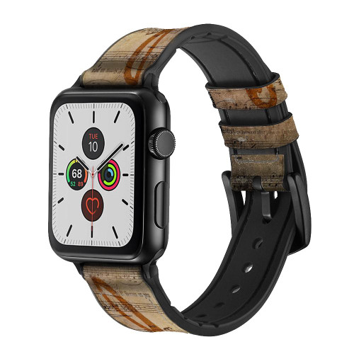 CA0286 Sheet Music Notes Silicone & Leather Smart Watch Band Strap For Apple Watch iWatch