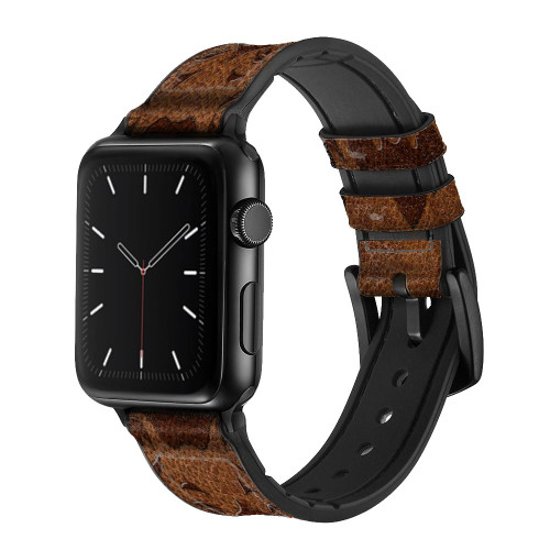 CA0363 Leo Zodiac Tattoo Brown Graphic Print Silicone & Leather Smart Watch Band Strap For Apple Watch iWatch