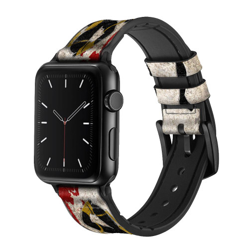 CA0383 Muay Thai Kickboxing Fight Blood Silicone & Leather Smart Watch Band Strap For Apple Watch iWatch