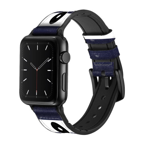 CA0428 Anchor Navy Silicone & Leather Smart Watch Band Strap For Apple Watch iWatch