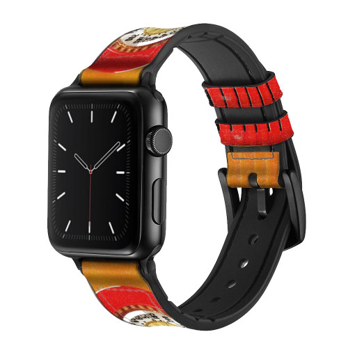 CA0438 Vintage Orange Bakelite Radio Silicone & Leather Smart Watch Band Strap For Apple Watch iWatch