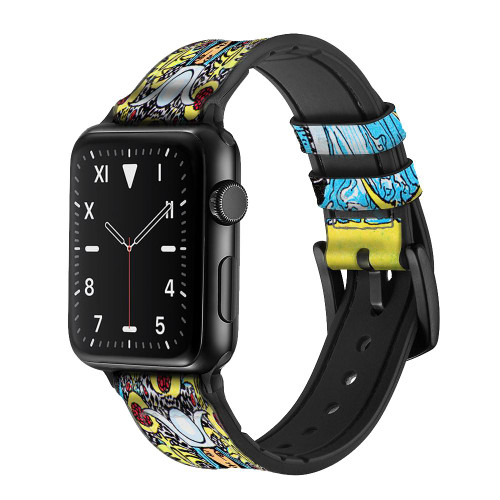 CA0460 The High Priestess Vintage Tarot Card Silicone & Leather Smart Watch Band Strap For Apple Watch iWatch