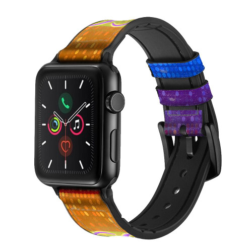 CA0494 Rainbow LGBT Gay Pride Flag Silicone & Leather Smart Watch Band Strap For Apple Watch iWatch