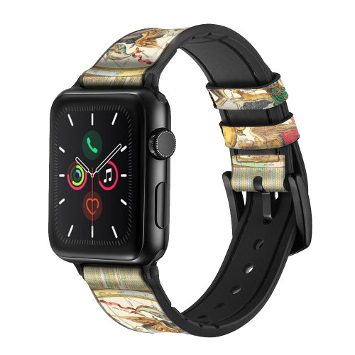 CA0584 Antique Constellation Star Sky Map Silicone & Leather Smart Watch Band Strap For Apple Watch iWatch