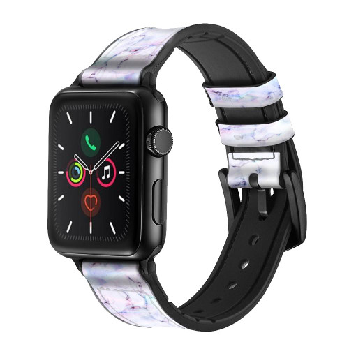 CA0619 Seamless Pink Marble Silicone & Leather Smart Watch Band Strap For Apple Watch iWatch