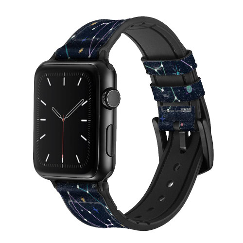 CA0623 Star Map Zodiac Constellations Silicone & Leather Smart Watch Band Strap For Apple Watch iWatch