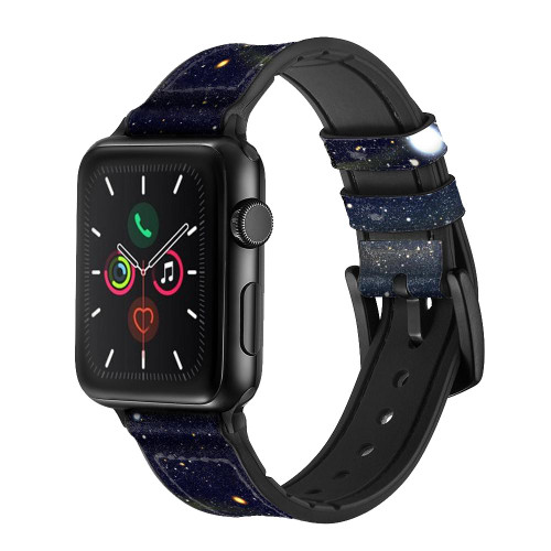 CA0839 Black Hole Silicone & Leather Smart Watch Band Strap For Apple Watch iWatch