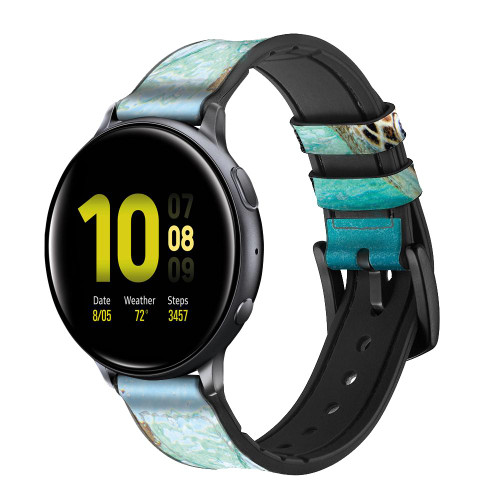 CA0164 Ocean Sea Turtle Silicone & Leather Smart Watch Band Strap For Samsung Galaxy Watch, Gear, Active