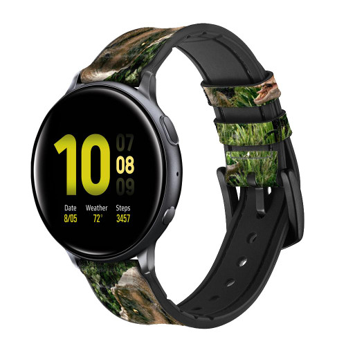 CA0167 Trex Raptor Dinosaur Silicone & Leather Smart Watch Band Strap For Samsung Galaxy Watch, Gear, Active