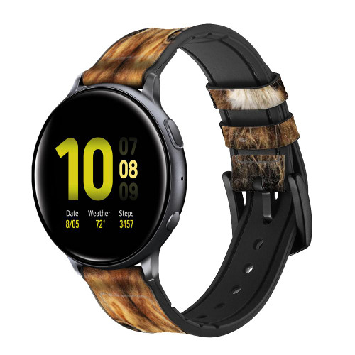 CA0477 Lion King of Beasts Silicone & Leather Smart Watch Band Strap For Samsung Galaxy Watch, Gear, Active