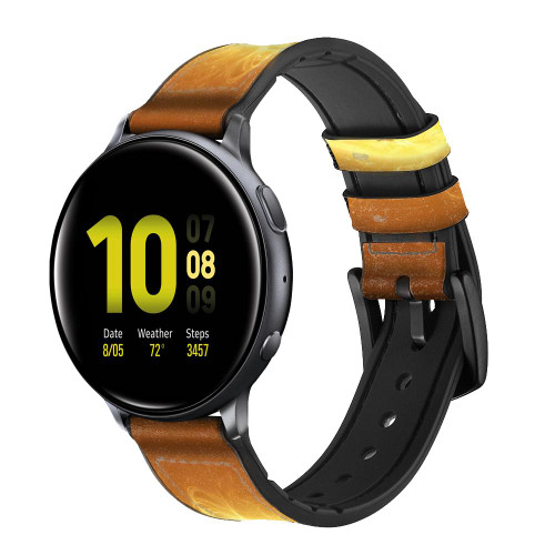 CA0781 Sun Silicone & Leather Smart Watch Band Strap For Samsung Galaxy Watch, Gear, Active