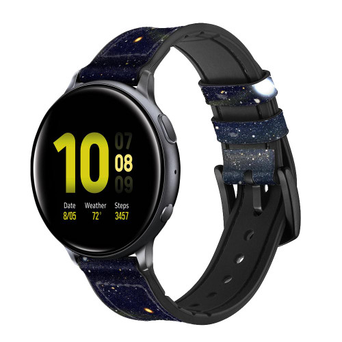 CA0839 Black Hole Silicone & Leather Smart Watch Band Strap For Samsung Galaxy Watch, Gear, Active