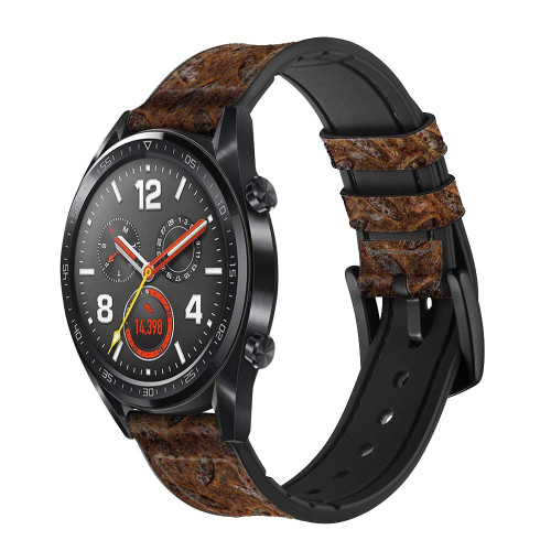 CA0065 Rust Texture Silicone & Leather Smart Watch Band Strap For Wristwatch Smartwatch