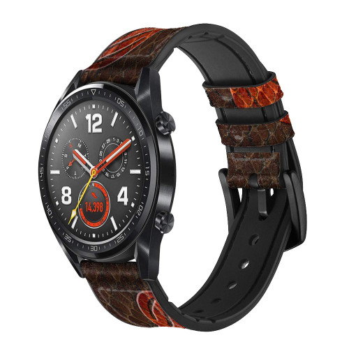 CA0086 Cobra Snake Skin Silicone & Leather Smart Watch Band Strap For Wristwatch Smartwatch