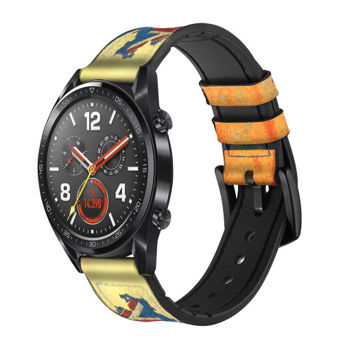 CA0346 Australia Flag Map Rock Texture Silicone & Leather Smart Watch Band Strap For Wristwatch Smartwatch