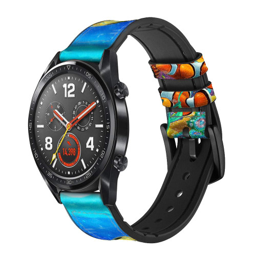 CA0373 Sea Seabed Fish Corals Underwater Ocean Silicone & Leather Smart Watch Band Strap For Wristwatch Smartwatch