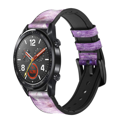 CA0409 Amethyst Crystals Graphic Printed Silicone & Leather Smart Watch Band Strap For Wristwatch Smartwatch