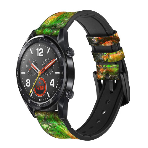 CA0411 Ammonite Fossil Silicone & Leather Smart Watch Band Strap For Wristwatch Smartwatch