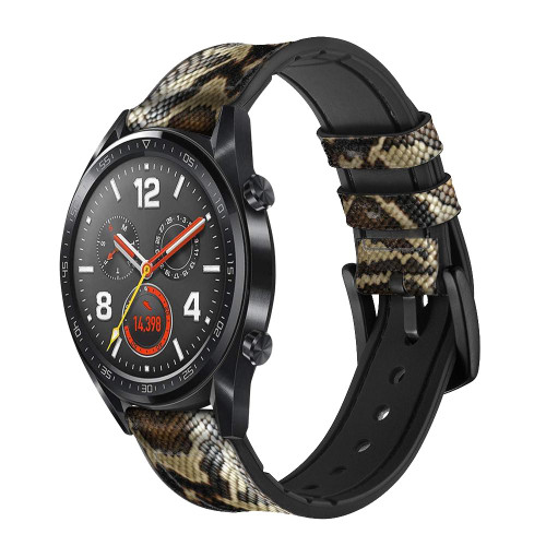 CA0415 Anaconda Amazon Snake Skin Graphic Printed Silicone & Leather Smart Watch Band Strap For Wristwatch Smartwatch