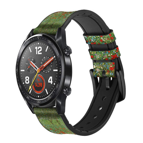 CA0479 Gustav Klimt Poppy Field Silicone & Leather Smart Watch Band Strap For Wristwatch Smartwatch