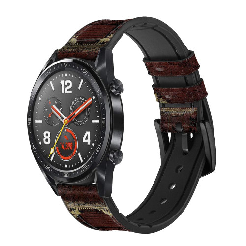 CA0537 Vintage Map Book Cover Silicone & Leather Smart Watch Band Strap For Wristwatch Smartwatch