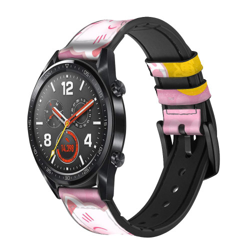 CA0543 Pink Maneki Neko Lucky Cat Silicone & Leather Smart Watch Band Strap For Wristwatch Smartwatch