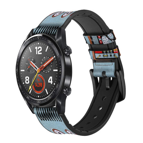 CA0551 Retro Robot Toy Silicone & Leather Smart Watch Band Strap For Wristwatch Smartwatch