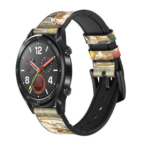 CA0584 Antique Constellation Star Sky Map Silicone & Leather Smart Watch Band Strap For Wristwatch Smartwatch