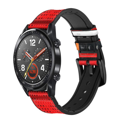CA0611 Red Cassette Recorder Graphic Silicone & Leather Smart Watch Band Strap For Wristwatch Smartwatch