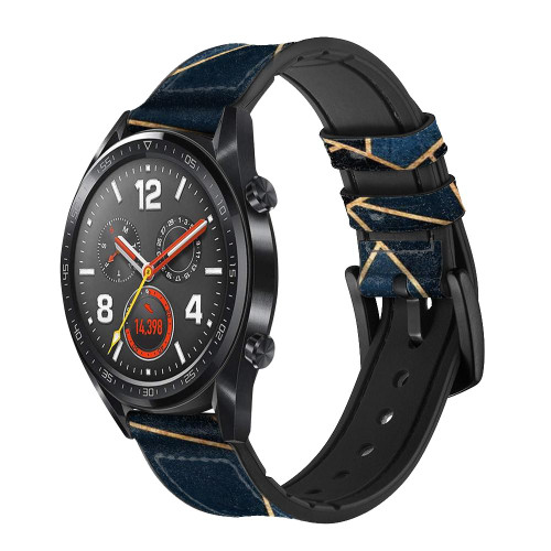 CA0774 Navy Blue Graphic Art Silicone & Leather Smart Watch Band Strap For Wristwatch Smartwatch