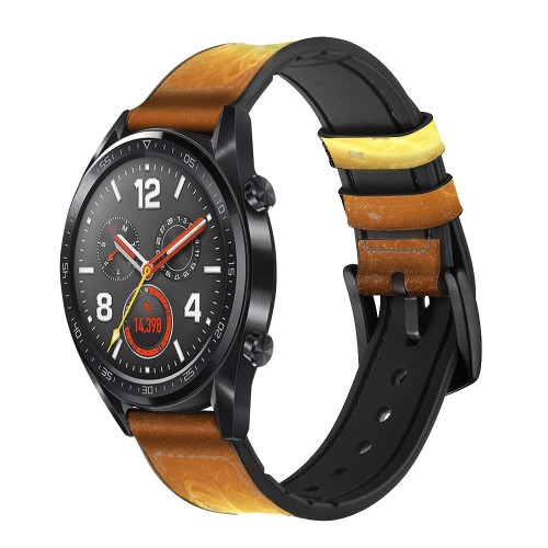 CA0781 Sun Silicone & Leather Smart Watch Band Strap For Wristwatch Smartwatch
