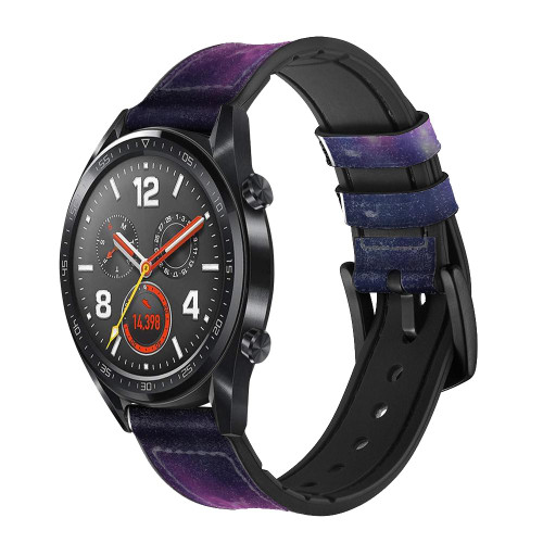 CA0821 Unicorn Galaxy Silicone & Leather Smart Watch Band Strap For Wristwatch Smartwatch